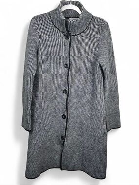 Gio&Gio  Black & White Textured Button-Front Sweater Coat
